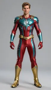 Male Superhero Male Figure In Advanced Textile With Metallic