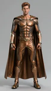 Male Superhero Male Figure In Smooth Bronze Outfit With