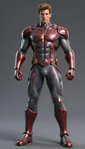 Male Superhero Powerful Male Physique In Ash And Ruby