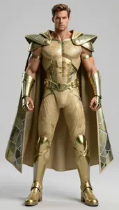 Male Superhero Powerful Male Physique In Tan And Chartreuse