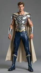 Male Superhero Powerful Male Physique In Navy And Beige Semi