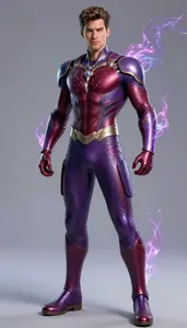Male Superhero Powerful Male Physique In Violet And Garnet