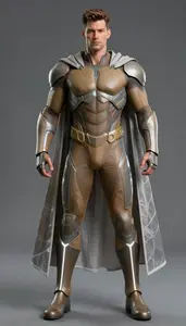 Male Superhero Powerful Male Physique In Umber And Ash