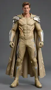 Male Superhero Powerful Male Physique In Khaki And Ash