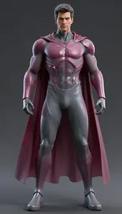 Male Superhero Powerful Male Physique In Gray And Garnet