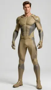 Male Superhero Powerful Male Physique In Khaki And Gray