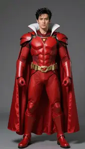 Male Superhero Snow White And Crimson Suit With Bold Chest
