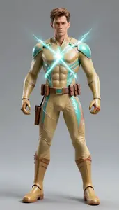 Male Superhero Striking Male Form In Prismatic Light