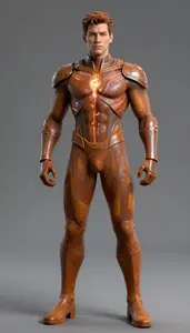 Male Superhero Striking Male Form In Adaptive Polymer With