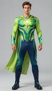 Male Superhero Striking Male Form In Flowing Yet Protective