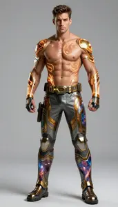 Male Superhero Strong Male Physique Showcasing Titanium And