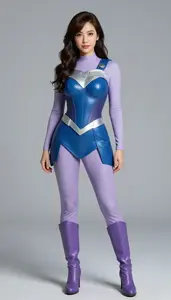 Woman Superhero Periwinkle Blue Armor Breastplate Over