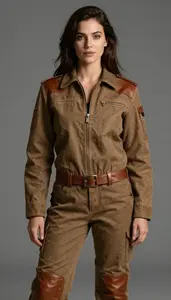 Woman Superhero Practical Gear Of Tough Brown Canvas With