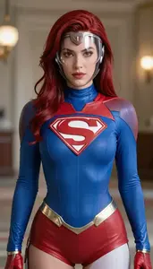 Woman Superhero Ruby And Cobalt Action Suit Clear Face