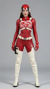 Woman Superhero Ruby And Ivory Tactical Suit With Tall Boots