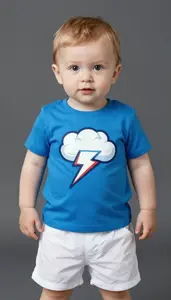 Baby Boy Super Hero Bright Electric Blue Tunic With A