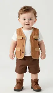 Baby Boy Super Hero Burnt Sienna Adventure Vest With Tan