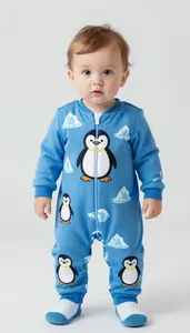 Baby Boy Super Hero Cool Arctic Blue Jumpsuit With A Pattern