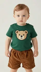 Baby Boy Super Hero Deep Evergreen Top With A Friendly Bear
