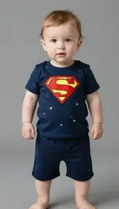 Baby Boy Super Hero Deep Indigo Tunic With A Pattern Of Tiny