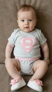 Baby Boy Super Hero Dusty Rose Bodysuit With White Dot