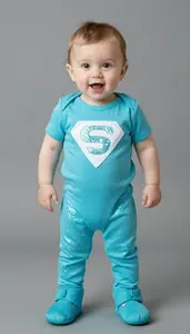 Baby Boy Super Hero Electric Turquoise Bodysuit With Bright