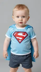 Baby Boy Super Hero Icy Blue Frost Themed Top With White