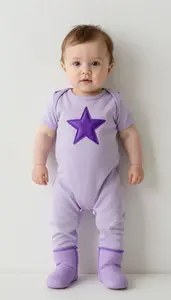 Baby Boy Super Hero Pale Lavender Jumpsuit With Purple Star