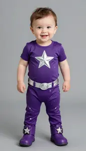 Baby Boy Super Hero Royal Purple Outfit With Silver Star