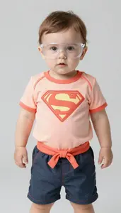 Baby Boy Super Hero Soft Peach Sunrise Tunic With Coral