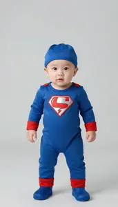 Baby Boy Super Hero Tiny Hero In A Sapphire Blue Jumpsuit
