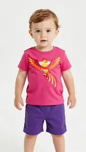 Baby Boy Super Hero Vibrant Fuchsia Top With A Pattern Of
