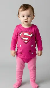 Baby Boy Super Hero Vibrant Magenta Tunic With A Pattern Of