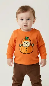 Baby Boy Super Hero Warm Pumpkin Orange Tunic With A