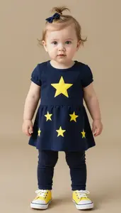 Baby Girl Superhero Baby Girl Sporting Navy Blue Dress With