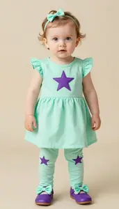 Baby Girl Superhero Baby Girl Sporting Mint Green Dress With