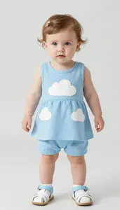 Baby Girl Superhero Baby Girl Sporting Sky Blue Dress With
