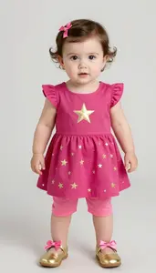 Baby Girl Superhero Baby Girl Sporting Cerise Pink Dress