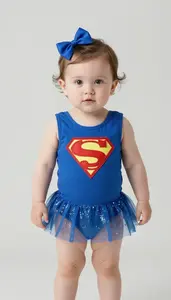 Baby Girl Superhero Baby Blue Leotard With A Sheer Glittery