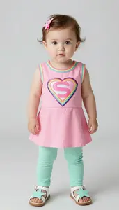 Baby Girl Superhero Baby Pink Sparkle Tunic With Rainbow