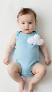 Baby Girl Superhero Baby Blue One Piece With A Gathered