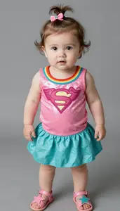Baby Girl Superhero Baby Pink Shimmer Tunic With Rainbow