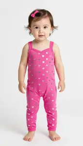 Baby Girl Superhero Fuchsia Jumpsuit With A Sweetheart