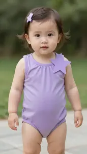 Baby Girl Superhero Lavender One Piece With A Gathered