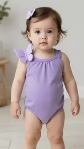 Baby Girl Superhero Lavender One Piece With A Gathered