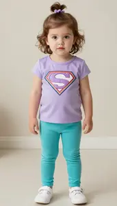 Baby Girl Superhero Lavender Glow Blouse With Rainbow Piping