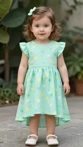 Baby Girl Superhero Mint Green Dress With A High Low Hem And