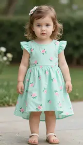 Baby Girl Superhero Mint Green Dress With A High Low Hem And