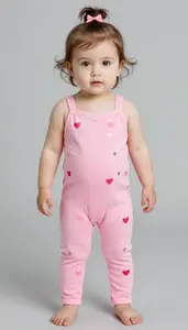 Baby Girl Superhero Pink Jumpsuit With A Sweetheart Neckline