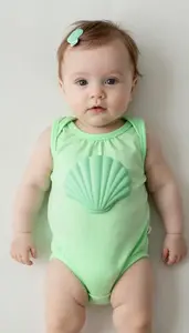 Baby Girl Superhero Seafoam Green One Piece With A Gathered